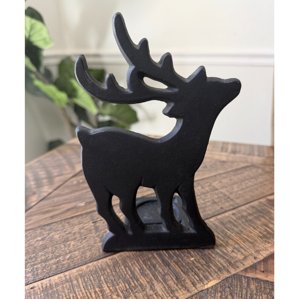 Vintage Reindeer Cast Iron Tea light Holder Christmas Winter Decor Farmhouse
